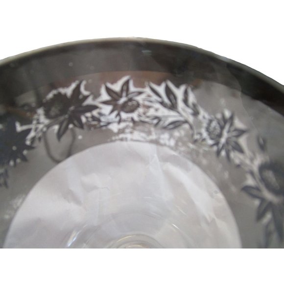 Vintage Silver Etch Thistle Floral Rim Mid Mod Zombie Glasses Wear GUC A Pair - Picture 9 of 16